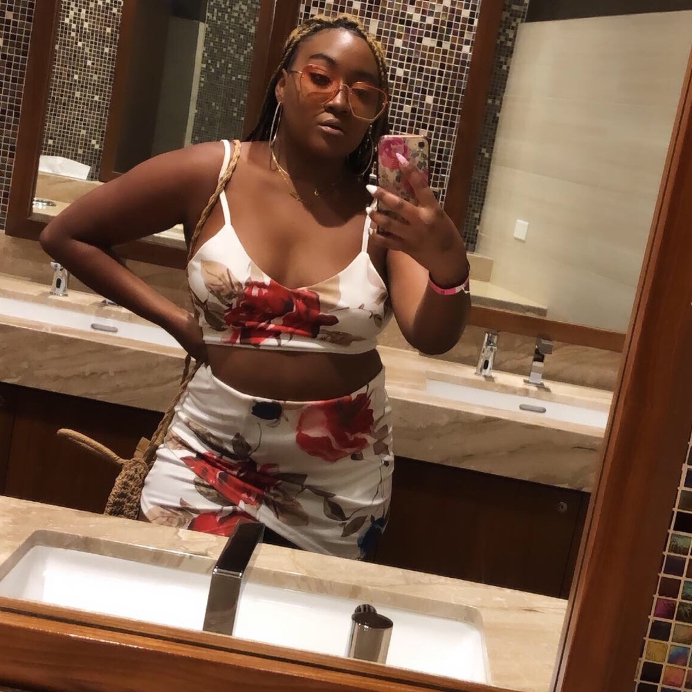 Red & Blue Rose 2 piece skort Set